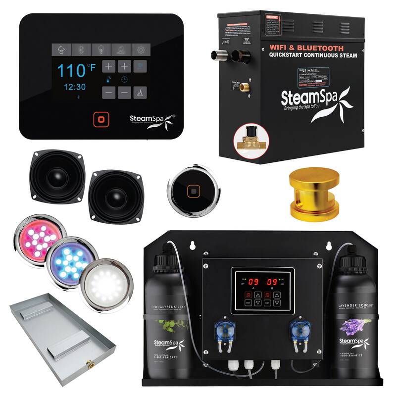 SteamSpa BKT900-ADP Black Series WiFi and Bluetooth 9KW Quickstart - Gold
