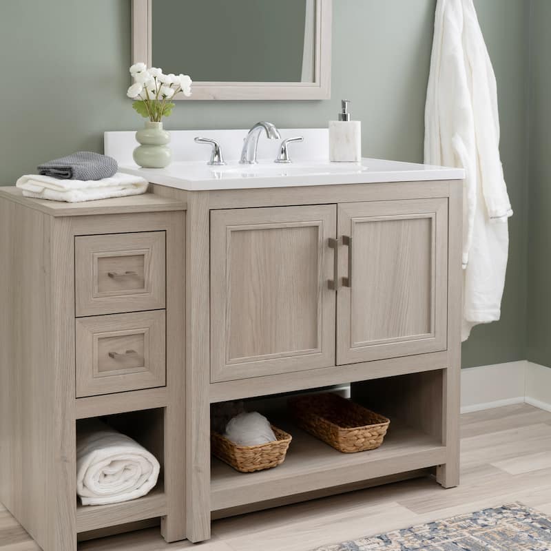 Linon Blakely Vanity with Mirror and 12-inch Side Cabinet