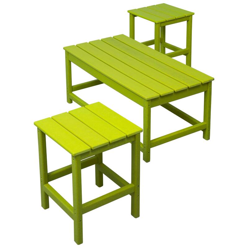 Laguna Hdpe All Weather Outdoor Patio Coffee And Side Tables (3-Piece Set) - Lime