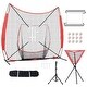 preview thumbnail 1 of 10, Portable 7x7 Baseball Training Net for Hitting, Pitching, Catching White-Red