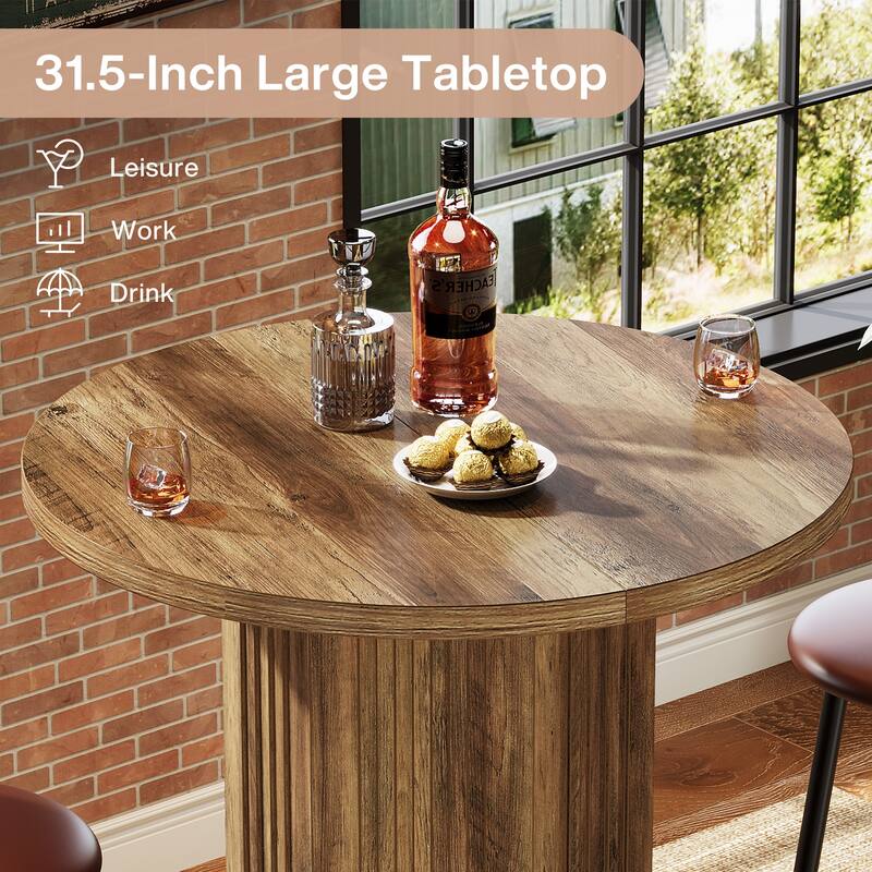 Round Bar Table, Farmhouse High Top Pub Table