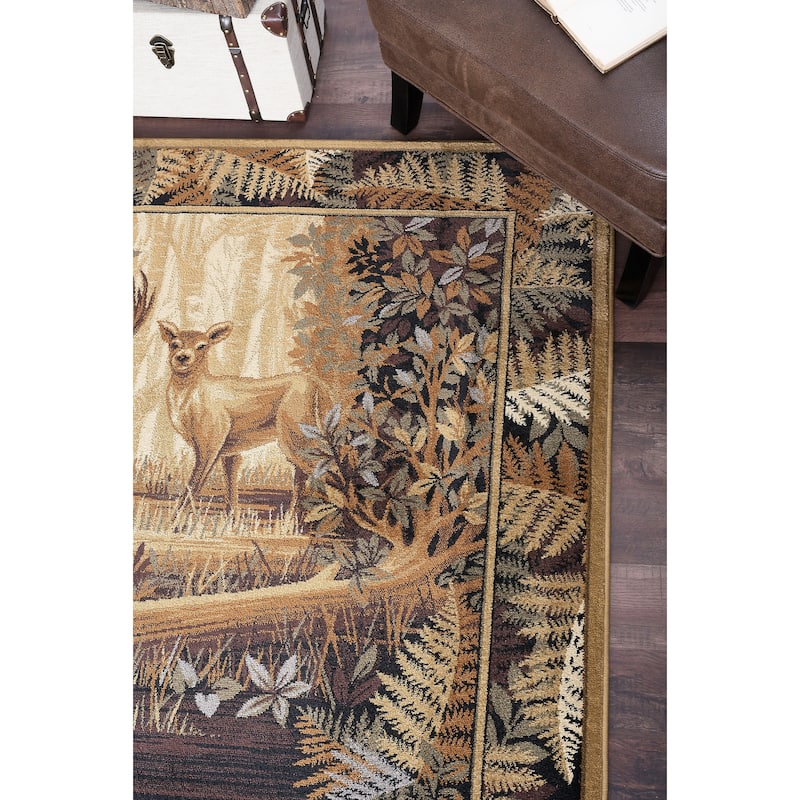 Natural Lodge Novelty Graphic Indoor Area Rug