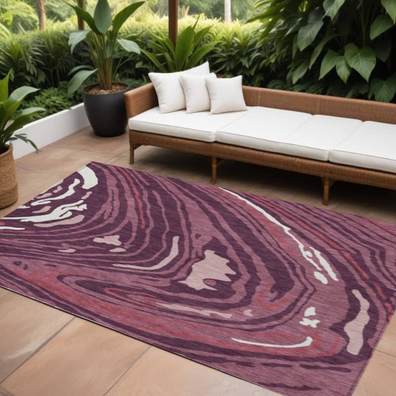 HomeRoots Abstract Transitional Rectangle Outdoor Rug - 10' X 14'