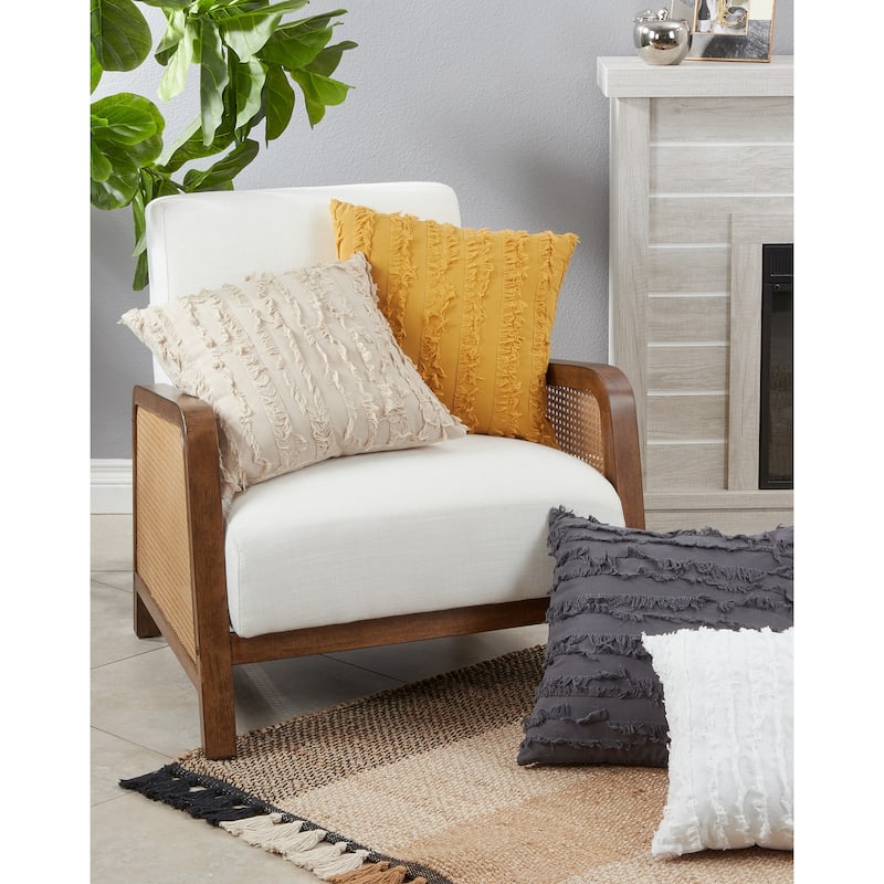 Throw Pillow With Fringe Stripe Design