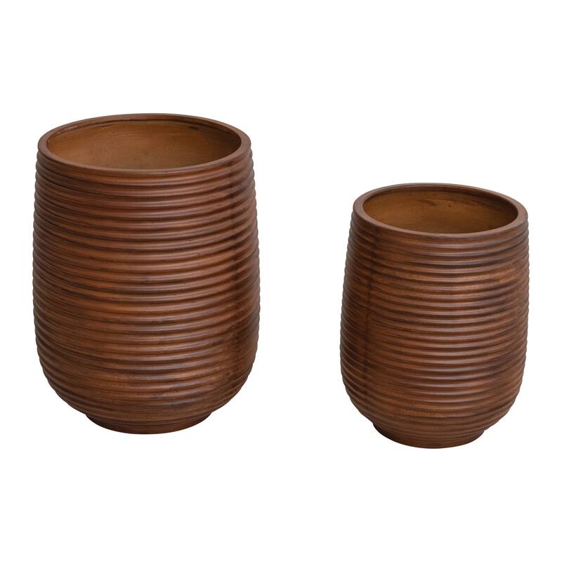 2-Piece Lightweight Eco Stone Ribbed Planters