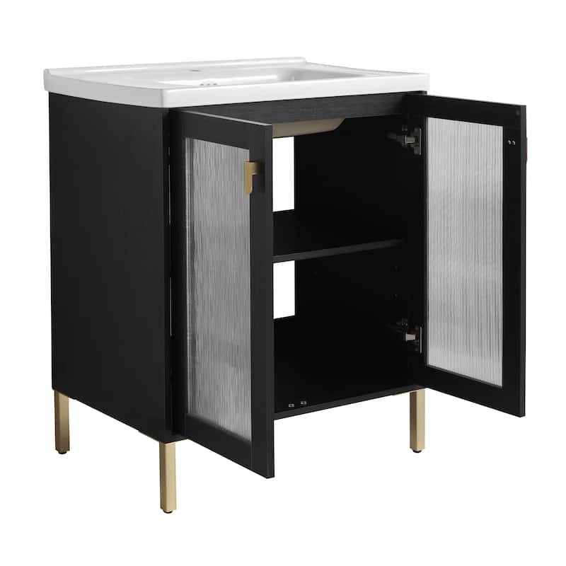 GDFStudio - Eliana Modern Freestanding Bathroom Vanity with Soft-Close Doors and Ceramic Sink