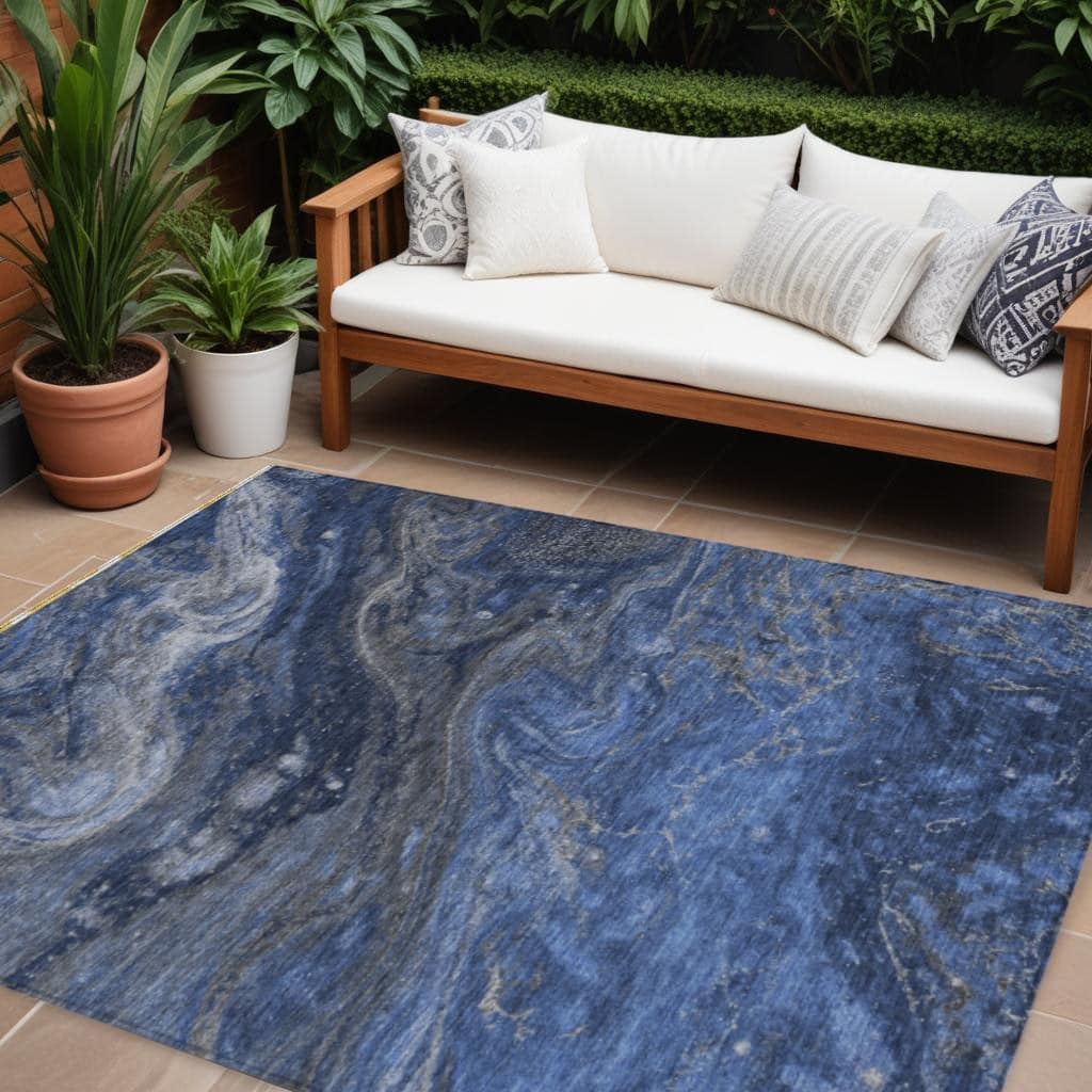 HomeRoots Abstract Transitional Rectangle Outdoor Rug