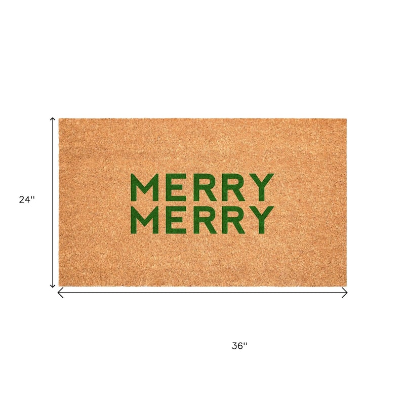 HomeRoots 24" X 36" Brown And Green Christmas Outdoor Coir Door Mat - 24.00' X '36.00