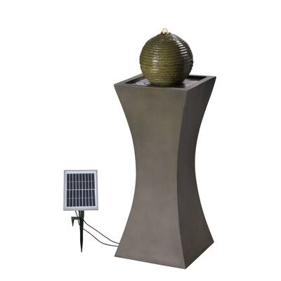 Ibis Moss Stone Finish Outdoor Solar Floor Fountain - 14" x 39"