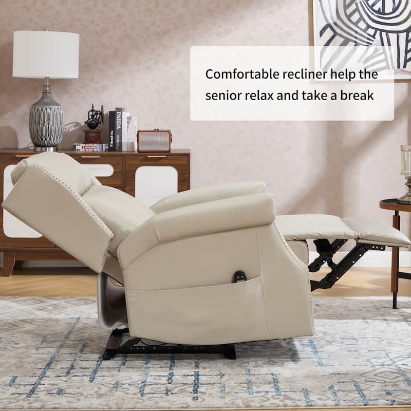 Manual Recliner Chair in Faux Leather for Living Room with Heavy Duty Motion Mechanism, 8 vibrating nodes