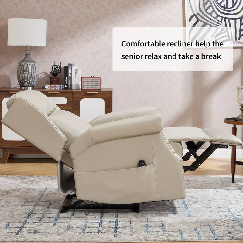 Roomfitters Manual Massage Recliner, Vintage Waxed Faux Leather Chair with Heat and 155-Degree Recline, Living Room