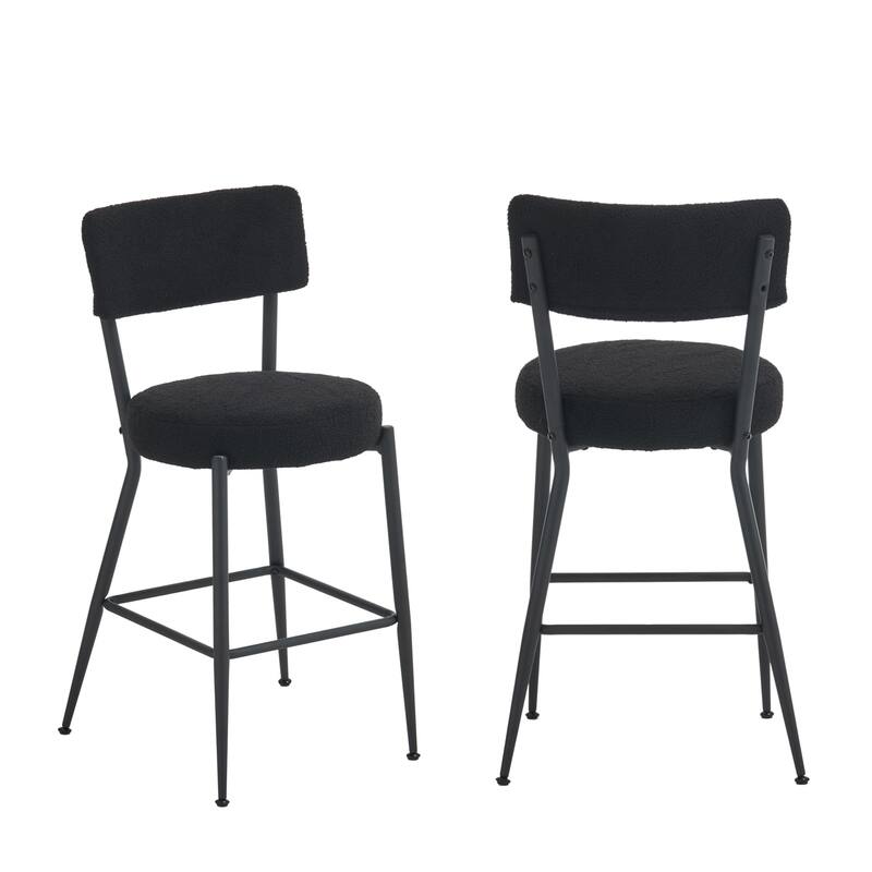 GDFStudio - Maddox Modern Metal Bar Stool with Teddy Fleece Upholstery