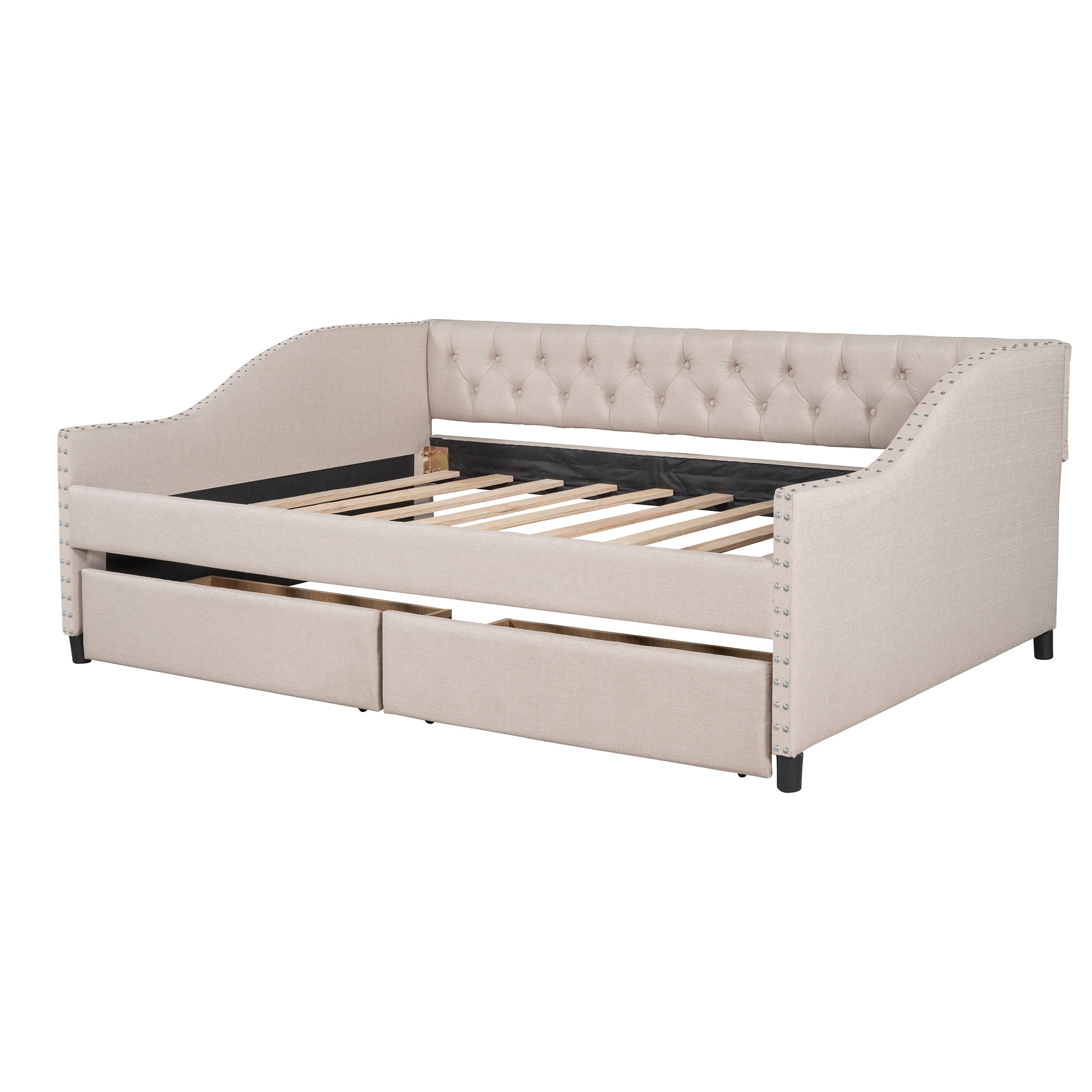 Upholstered daybed with Two Drawers