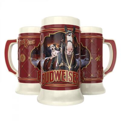 Budweiser Limited Edition Collectors Clydesdale Holiday Stein 2022 Ceramic Beer Mug - Multicolor