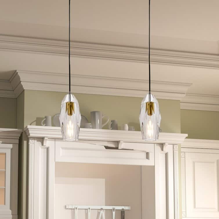 1 -Light Single Geometric Pendant with Crystal Accents