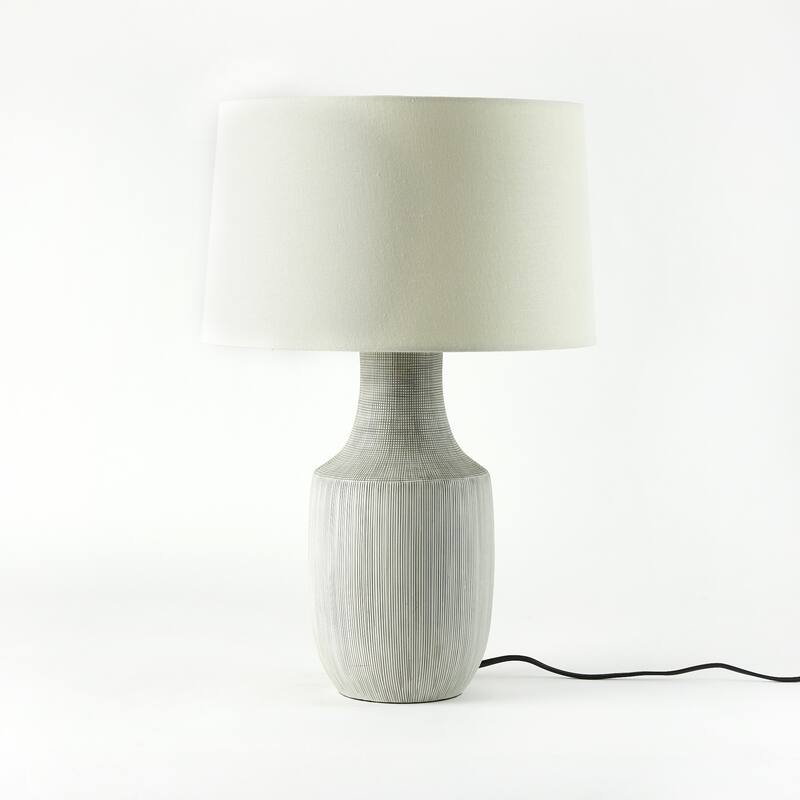 Ophelia Table Lamp-Black & White Grid Porcelain Ceramic