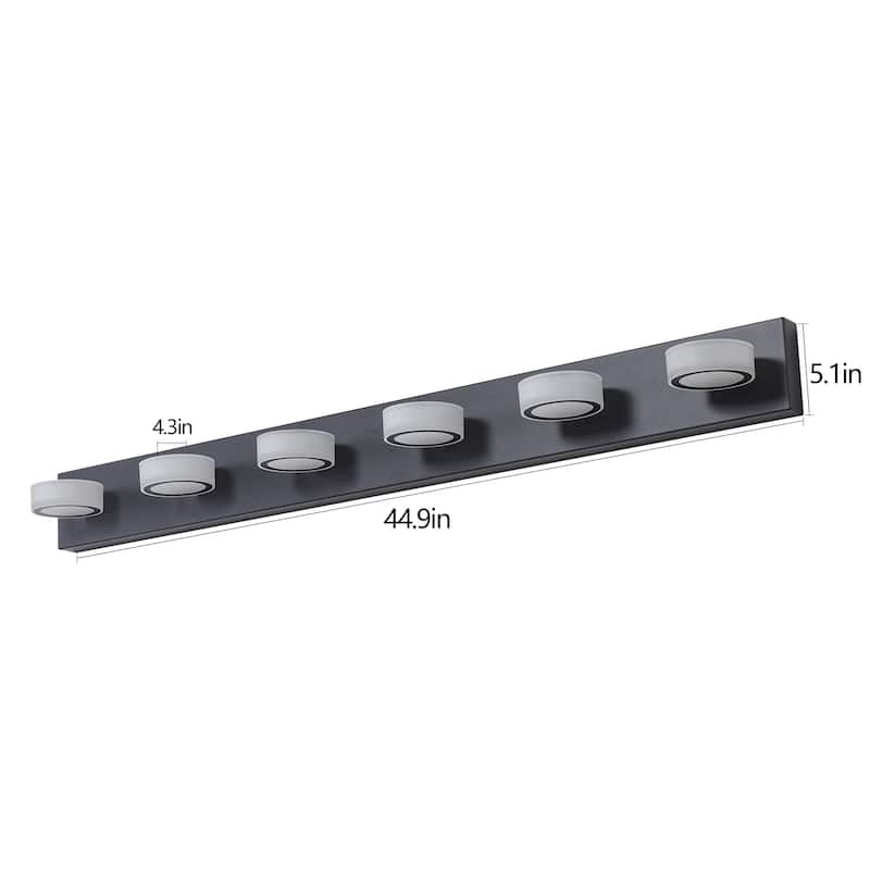 LED Modern Black 6-Light Vanity Lights Fixtures Over Mirror Bath Wall Lighting
