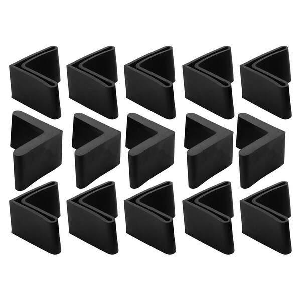 Furniture Angle Iron Foot Pads L Shaped Rubber Leg Covers Protectors 30 x 30mm 15 Pcs Black