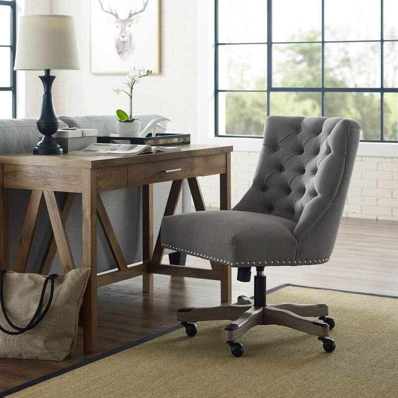 Solid Adjustable Plush Tufted Office Chair - 41.5" - Gray