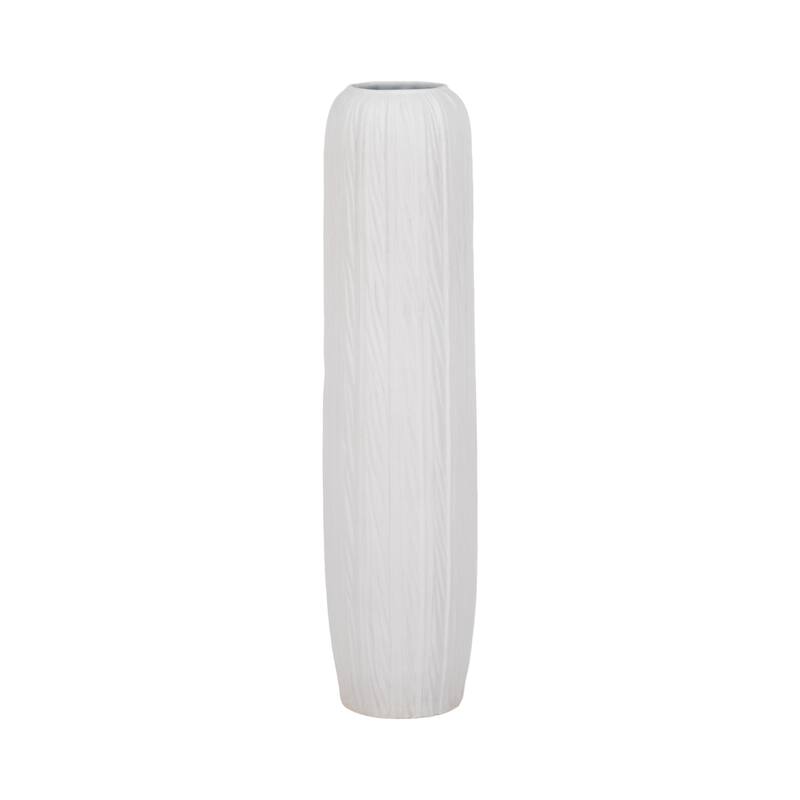 Ceramic Modern Rough Cylinder Floor Vase - White, 48"