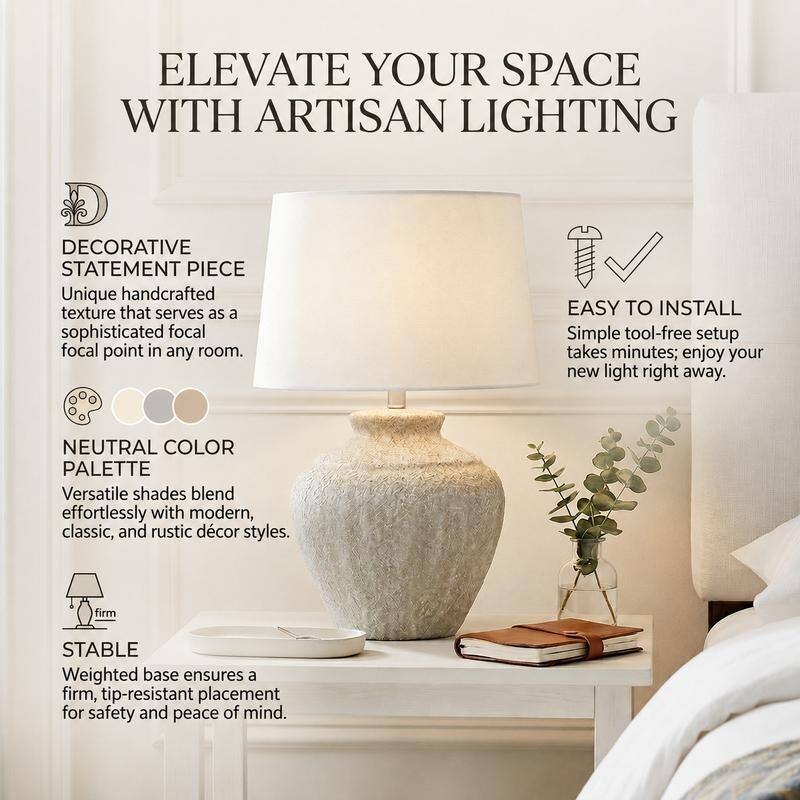 Acroma Rustic Table Lamp with Fabric Shade (Set of 2) - Set of 2