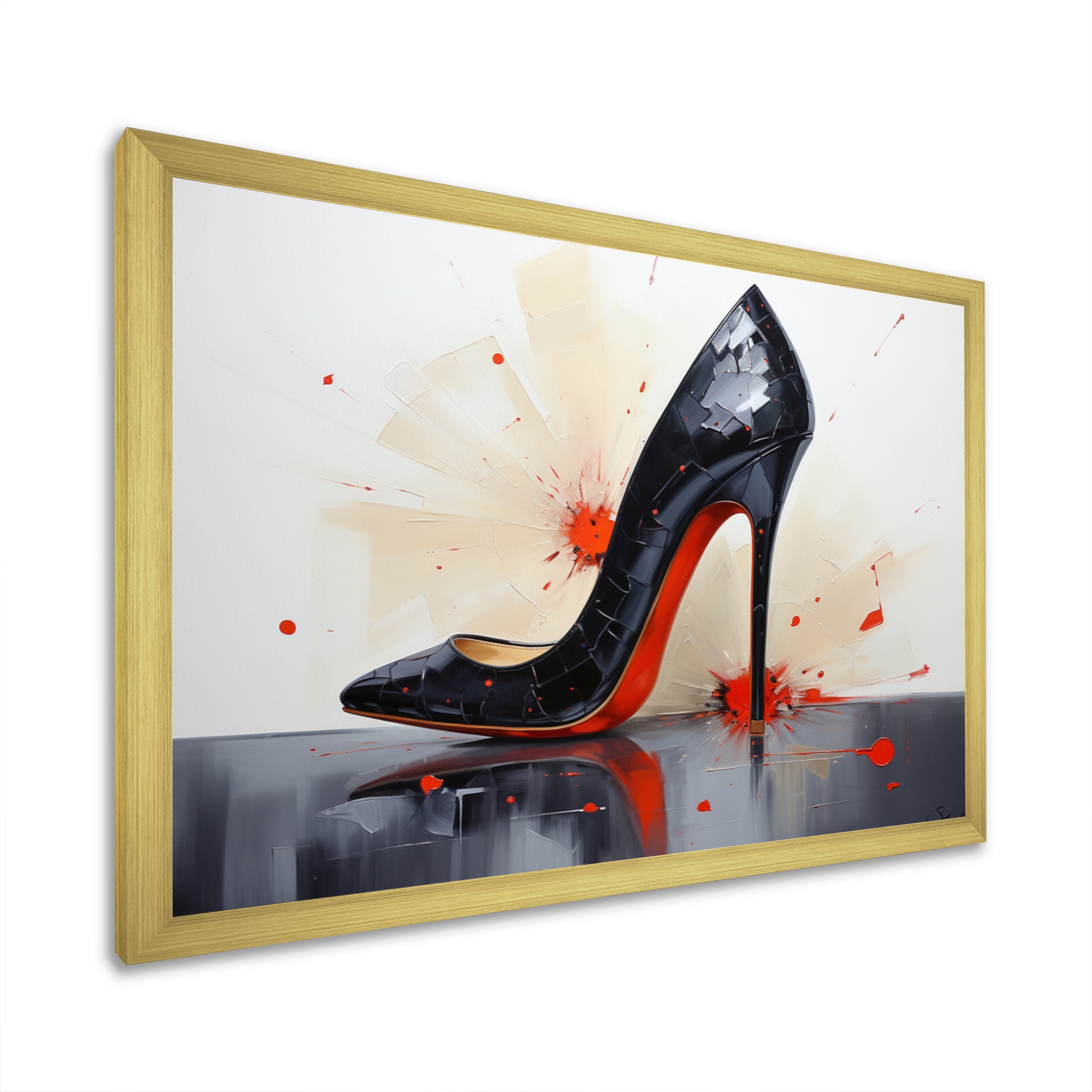Designart Fashion Red And Black High Heels Sleek Silhouette II Fashion Framed Wall Decor Bed Bath Beyond 39185096
