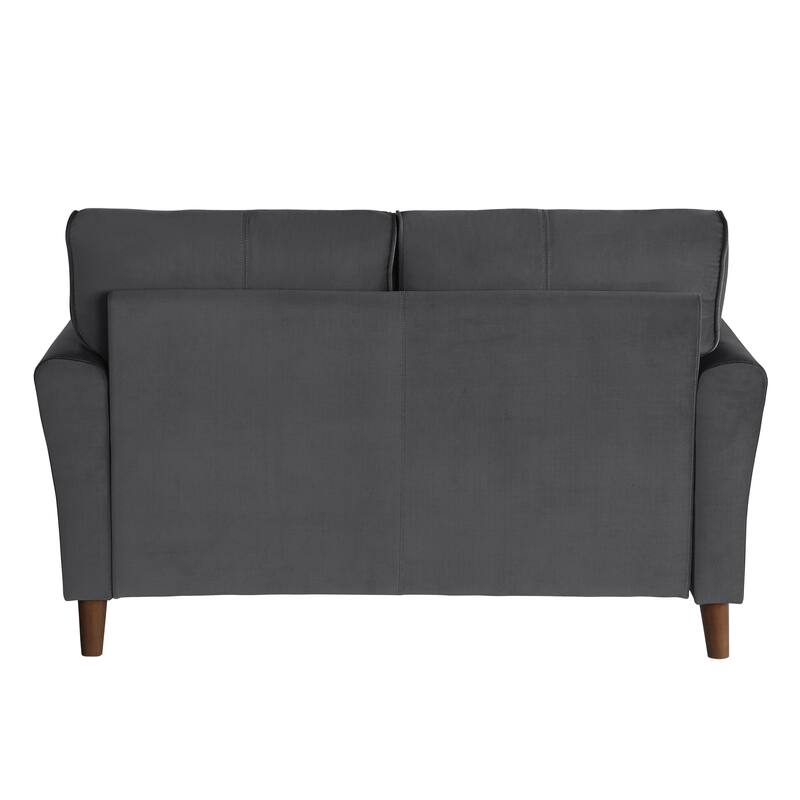 Brown Velvet Upholstery 1Pc Comfort Loveseat Plush Seatbacks Tufted Detail Solid Wood Frame Modern Living Room Furniture