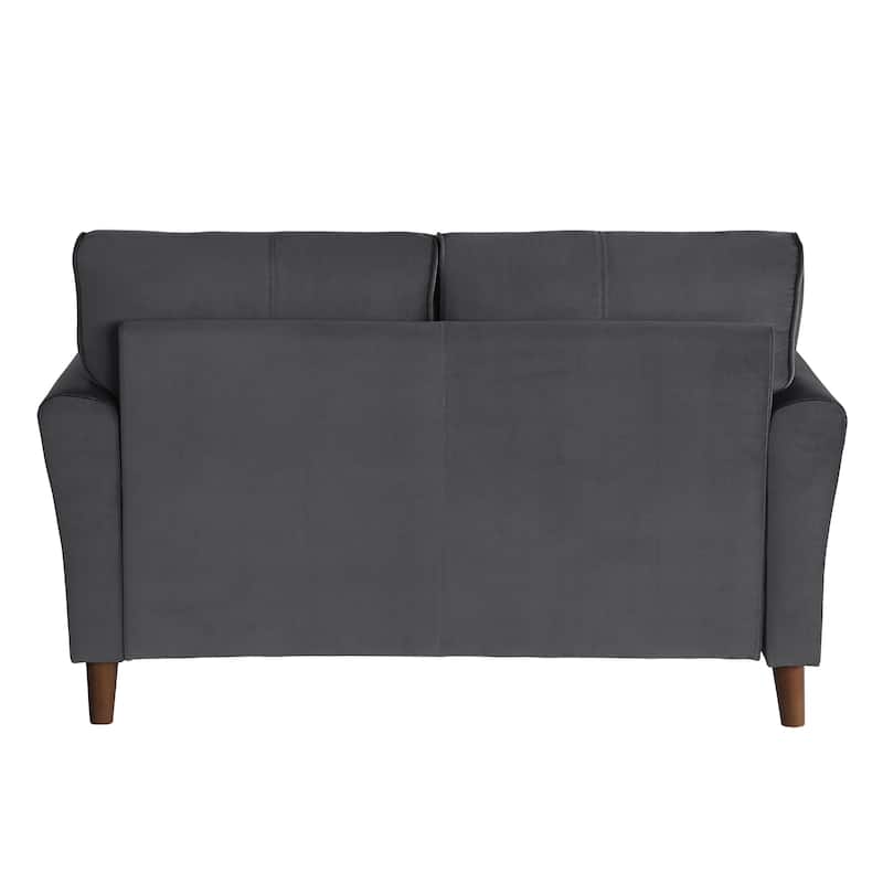 Velvet Upholstered Loveseat Sofa, Small Loveseat with Plush Seatbacks, 2-Seat Sofa with Tufted Backrest and Solid Wood Frame