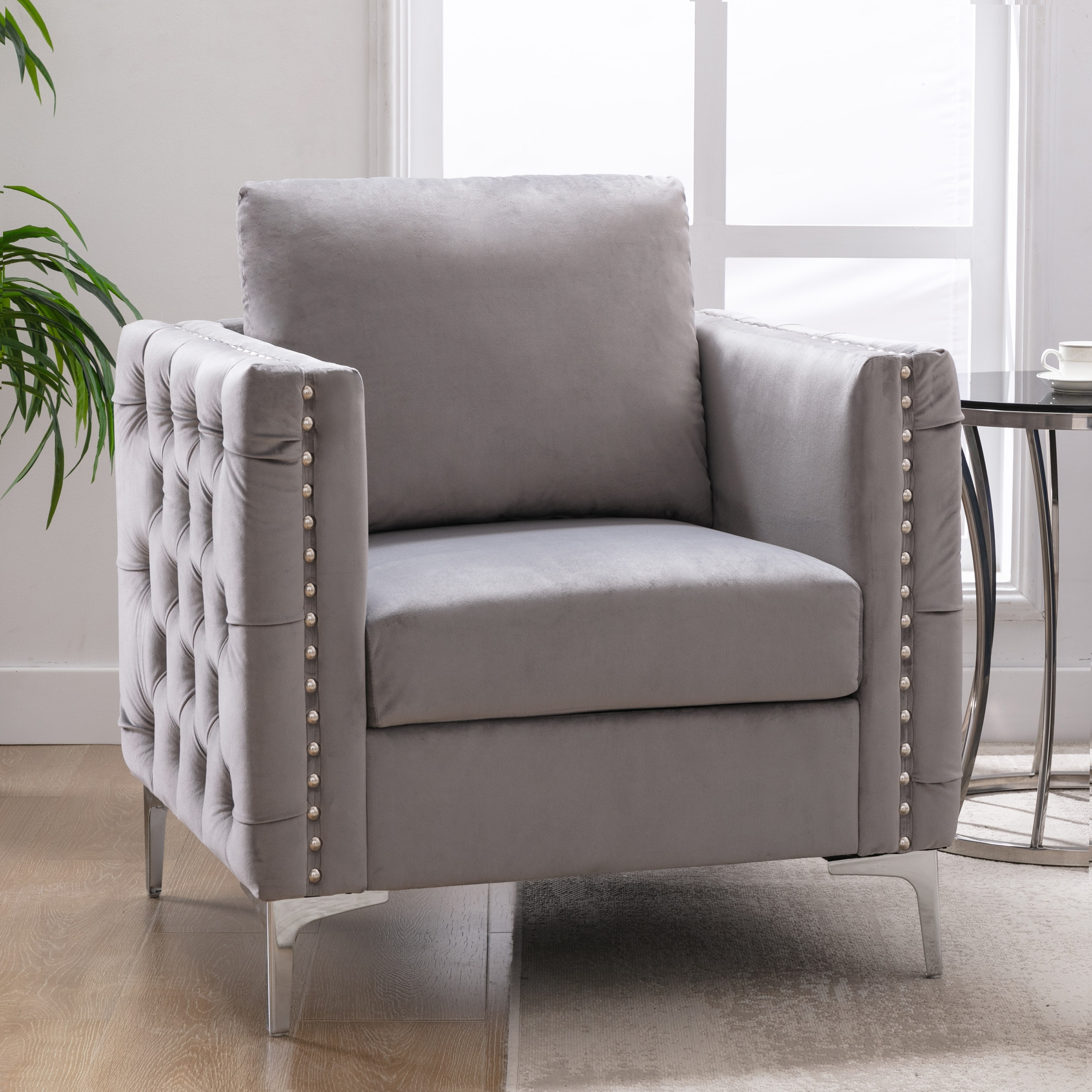 Metallic silver accent chair new arrivals