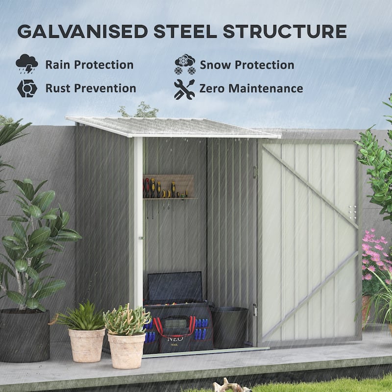 Small Outdoor Garden Storage Shed with Lockable Door and Sloped Roof - 39.25" W x 40.5" D x 57.5"/63" H