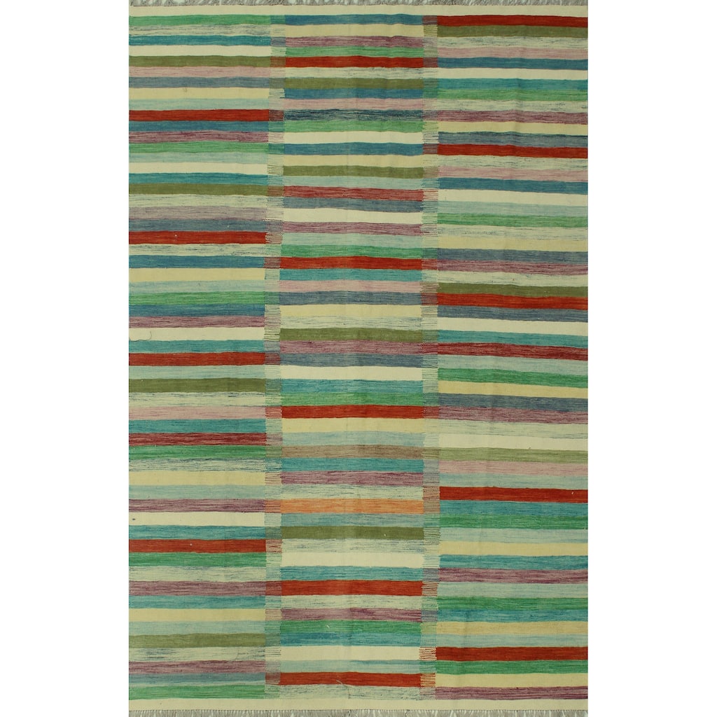 Hand-Woven Winchester Kilim Maryeli Ivory/Rust Rug - 6'6" x 10'0"