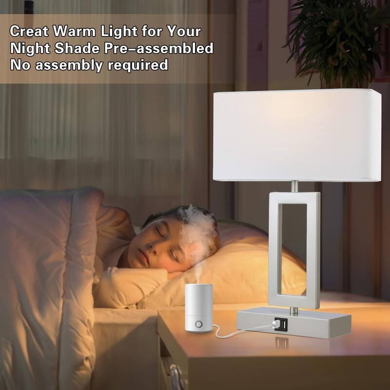 Table Lamps Set of 2 with Dual USB Ports,3-Way Dimmable Touch - 6.5"D x 10.6"W x 17"H