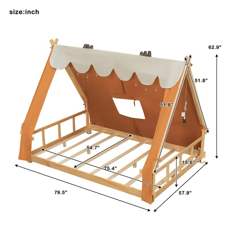 Whimsical Tent House Bed with Lights and Skylight by Harper&Bright Designs