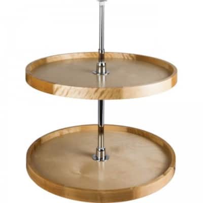 Hardware Resources 18 Inch Full Circle Birch Wood Lazy Susan Two Shelf