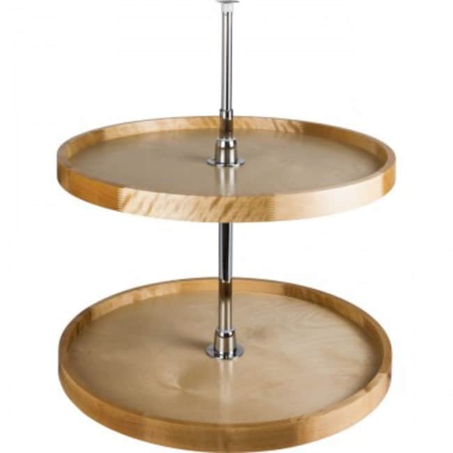 Hardware Resources 18 Inch Full Circle Birch Wood Lazy Susan Two Shelf