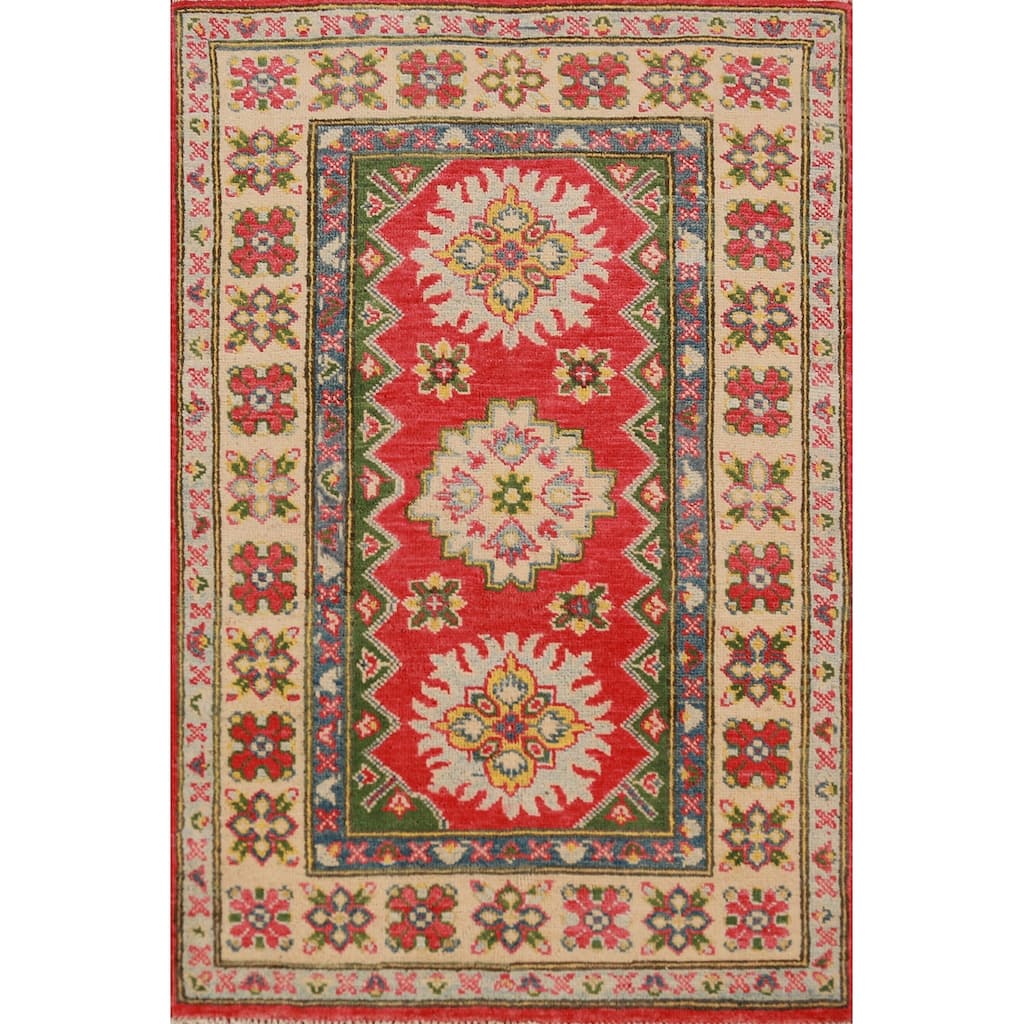 Traditional / Geometric Kazak Foyer Rug Handmade Wool Carpet - 2'7"x 4'0"