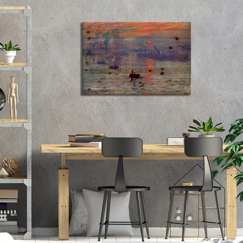Sunrise Impression Print On Wood by Claude Monet - Multi-Color