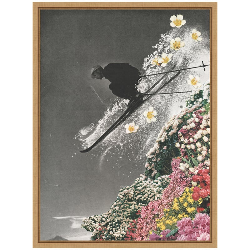Kate and Laurel Sylvie Spring Skiing Framed Canvas by Sarah Eisenlohr