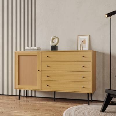 Rattan Dining Room Sideboard Entrance Sideboard - 55.12"Lx15.75"Wx35.04"H