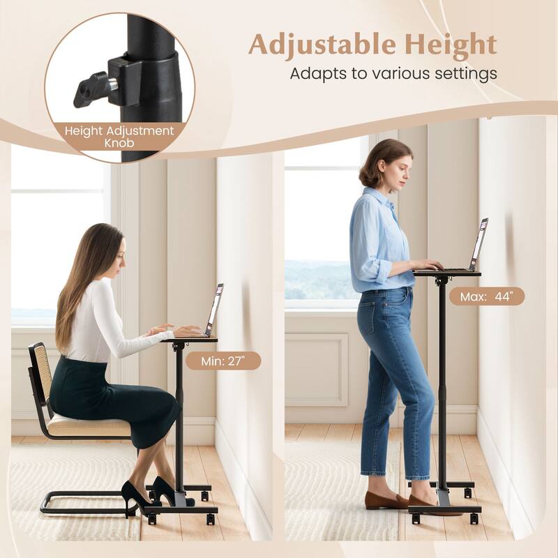 Gymax C-Shaped End Table Height Adjustable Side Table w/ Tilting Top - See Details