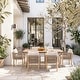 preview thumbnail 1 of 11, Outdoor Dining Set 7-Piece Acacia Wood Rope-Woven Arm Chairs with Extendable Dining Table Natural&Beige
