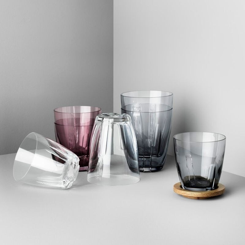 Kosta Boda Bruk Tumbler Drinking Glass Set of 2 Drinkware 6.6 oz Smoke Clear 