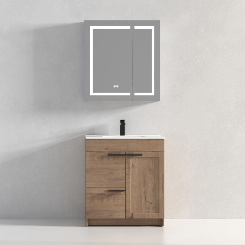 Blossom Hanover 30 Inch Bathroom Vanity with Topmount Ceramic Sink - Oak