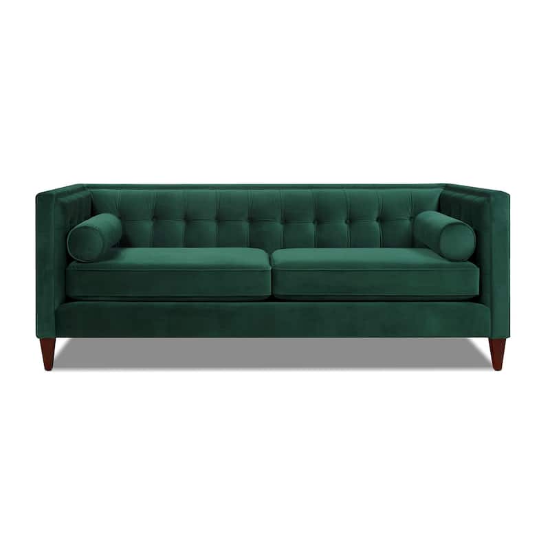 Jack 84" Mid-Century Modern Tuxedo Sofa with Bolster Pillows