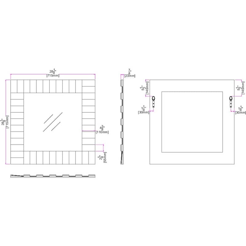 HomeRoots 28" Mirrored Square Accent Mirror Wall Mounted With Glass Frame - 25