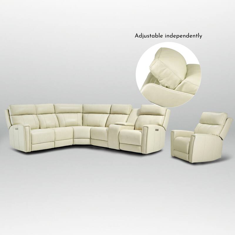 104" W 6 Seater Genuine Leather Power Sectional Sofa and Recliner Set with Dual Power, Zero Gravity, 1 Power Armlesschair