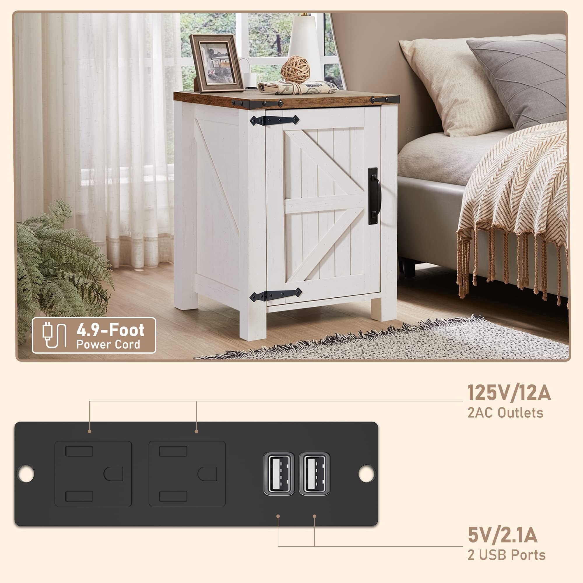Farmhouse nightstand with sliding door deals
