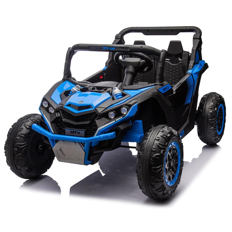 Blue Electric Vehicle for Kids with Parent Remote Control, Ride on Car with Seat Belt, Off-Road Vehicle with Battery Indicator
