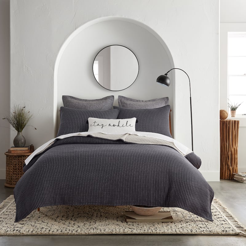 Caden Cotton Gauze Grey Magnet Coverlet Full/Queen - Full - Queen