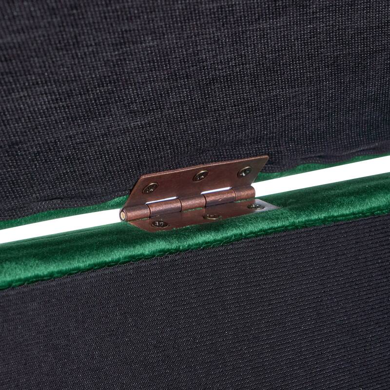 Roomfitters Velvet Rectangular Storage Ottoman Bench with Pillow, Nailhead Trim, Emerald Green